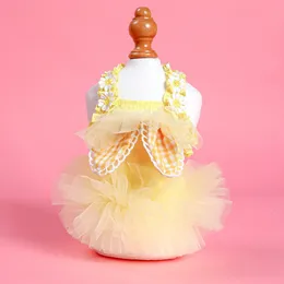 1pc Pet Apparel Dog Spring Summer Summer Fino amarelo Rabbit Princess Dress Bolo