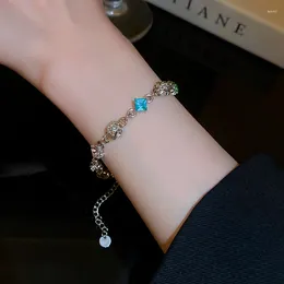 Länkarmband glänsande färgglada zirkonarmband för kvinnor euro stilfulla geometriska tillbehör hand smycken kommer söt handledsmyck