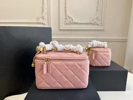 Bolsa de grife de gado Cuidado Mulheres Bolsas de ombro Cosmético com Mirror Bolsa de Caviar Caviar Versátil Gold Hardware Crossbody Bolsa Bolsa Bolsa