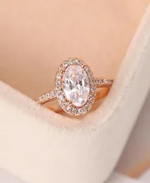 Wedding Rings Engagement Ring For Women Oval Crystal Moissanite Promise Rose Gold Marriage Bride Gift Jewelry Accessories OHR0787705621