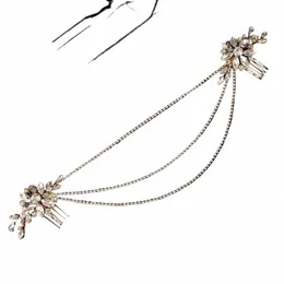 Rhines Bridal Hair Comb Stirnband für Frauen Sier goldene handgefertigte Party Braut Hochzeitshaar Akquirzien Kopfstück Fi Tiara W3SU#