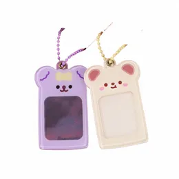 DIY fotokard tutucu Kawaii Bear Anahtarchain Sevimli Akrilik Kpop Idol Star Fotoğraf Çerçeve Anahtarlama Kolye Anahtar Tutucu Hediye J7DW#