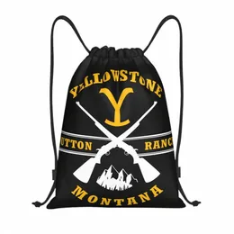 custom Yellowste Dutt Ranch Guns Drawstring Bags Men Women Lightweight Sports Gym Storage Backpack r3zr#