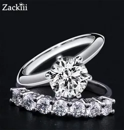 100 anelli di fidanzamento 15ct Brilliant Diamond Wedding Promise Anelli 07ct mezza anello impilabile set da sposa 2208132452627