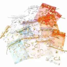 50pcs/lot Organza Bag Jewelry Tulle DrawstringバッグジュエリーパッケージディスプレイジュエリーポーチウェディングギフトK7w0＃