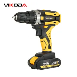 YIKODA 1216821V Electric Drill Rechargeable Cordless Screwdriver Lithium Battery Household Multifunction 2 Speed Power Tools 240415