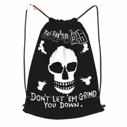 Sömürülen Anti -Pasti Kafatası Crossbes Punk Rock Drawstring Sırt Çantası Sıcak Spor Çantası M1fi#