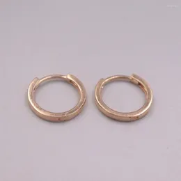 Dangle Earrings Real Pure 18K Rose Gold Hoop Women Lucky Glossy Square Circle Small 1.2g