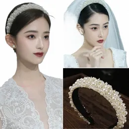 2021 European e American Bride Pearl Headdr Style Celebrity Band Crystal Wide Cap Accories Accorie D0AF#