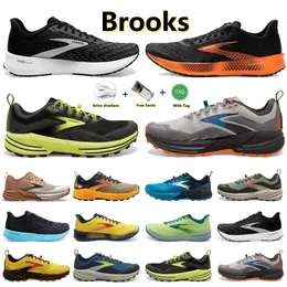 Brooks Brook Cascadia 16 Mens Running Shoes Hyperion Tempo Triple Black White Gray Gray Yellow Orange Mash Trainers Outdiors Men Sports Grougging Sneakers 40-45