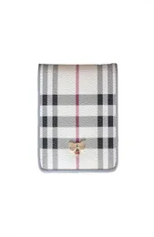 Neue Plaid Kurzerbrieftetkarte Hoder Frauen039s Dünne echte Leder -Brieftasche Mini Square Bag Japan und Südkorea niedlich