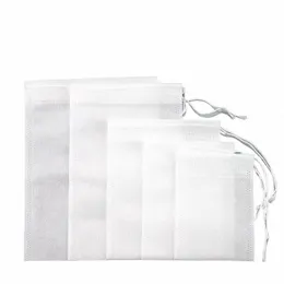 100pcs/lot 5x7 7x9 8x10 10x12 10x15 12x16CM Drawstring Tea Bags N-woven Fabric Waterproof Storage Organize Pouches Filter Bags V7RG#