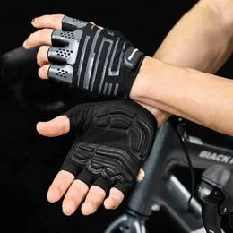 Rowerowe rękawiczki rowerowe rękawiczki rowerowe Mężczyźni Summer Anti-Slip Fres Rower Pół palca oddychania przeciw szokowi Sports Gloves rowerowe wyposażenie rowerowe L48