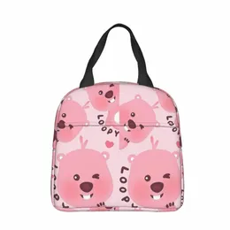 Kawaii Loopy Carto Beaver Isolated Lunch Bags Cooler Bag återanvändbar Söt stor tote Lunch Box Girl Boy College Picnic B5NY#