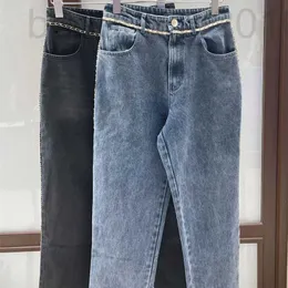 Frauen Jeans Designer 2024 Frühjahr neuer Nanyou Cha Cha Elegant, schlank, langbeiniger, langkettiger Kanten dekoratives kleines gerade Bein 9Phi