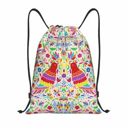 مكسيكي Otomi Birds الرباط على ظهرها للنساء الرجال الرياضة الرياضة Sackpack Portable Animal Floral Training Bag كيس M4th#