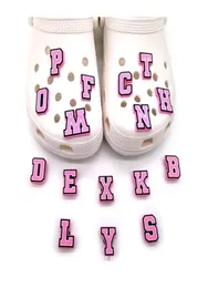 Fashion Shoe Halloween Charms Scarpe per decorazioni Cancella Pins Pins Pinks Pink English Capital Letters Numero Kids Party3974740
