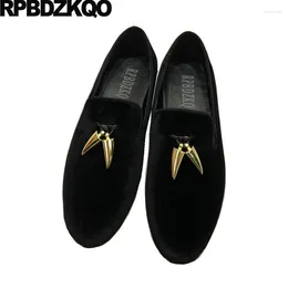 Casual Shoes Metal High Quality Large Size Evening Custom Flats Luxury Smoking Slippers Velvet Loafers Men Round Toe 45 Slip On Leisure