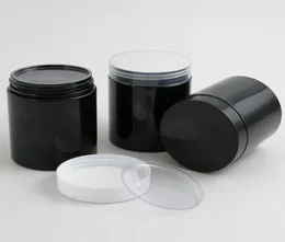 20 x tom 250 g svarta husdjursburkar med svart vit plastskruv plastlock 250 ml 833 oz krämbehållare med PE Pad 2010132061142