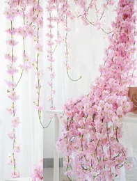 70quot 18m Artificial Cherry Blossom Hängande Vine Silk Flowers Garland Fake Plants Leaf For Home Wedding Decor 100pcslot Dec4473271