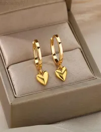 Hjärtaörhängen för kvinnor flicka rostfritt stål vintage guld hjärta örhänge accessorize smycken present bijoux femme 2022 l2208101447330