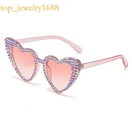 Designer High Quality Sunglasses 20% Off Heart Set Cute Cat's Eyes Heart-shaped Point Diamond Handmade Glasses