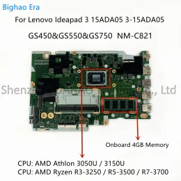 Материнская плата NMC821 для Lenovo IdeaPad 3 15ADA05 315ADA05 Материнская плата ноутбука с YM3050 R33250 R53500 R73700 CPU 4GBRAM FRU: 5B20S44375
