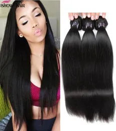 ISWARY VIRGIN HUMN HARUNLES Brazilian Malaysian Straight 4 PCS для женщин девочки 10A наращивание волос утечка перуанская натуральная Color1827977