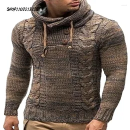 Sweaters masculinos Pulloves de malha casual homens moda mock pescoço outono inverno slim slim suéter com capuz macho s-3xl xwyms-p6383
