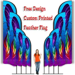 Custom Print Feather Flag Beach Banner Barber Shop Spa Salon Sport Racing Massage Coffee Dog Ice Cream Milk Bakery Gym Fit 240411