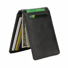 新しいfi pu革カードホルダーメンmeyクリップウォレットマルチファンク型薄いカード財布財布金属クランプマイCホルダーp0ou＃