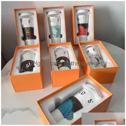 Designer-Getränke-Fashion-Keramik-Tasse mit Deckel Geschenkbox High-End-Kaffee Womens Mens Cups Tumbler Drop Lieferung DHDGP