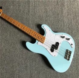 4Strings Blue Body Electric Bass Guitar med White Pearl PickGuardChrome Hardwaremaple Neckprovide Customized Services7332531