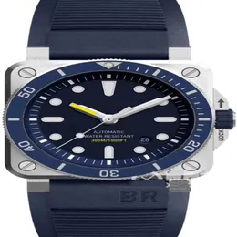 Nya män automatiska mekaniska keramiska Bezel Watch Bell Aviation Sport Dive Watches Black Blue Rubber Waterproof AAA6811131