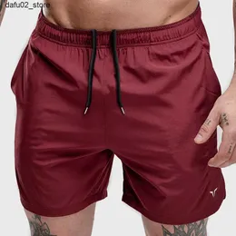 Herr shorts män träning fitness shorts andningsbara jogger shorts gym bodybuilding snabb torr fritid kör shorts manlig vin röd q240416