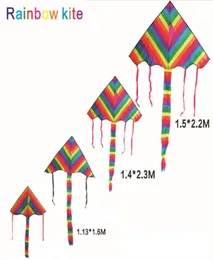 Rainbow Kite Triangle Kite Outdoor Fun Sports Easy Flyer Kite för nybörjare2631726