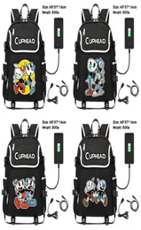 Backpack Game Cuphead Mugman Canvas Packsack Teenagers Zip Schoolbag Unisex USB Charging Shoulders Travel Laptop Bag Cartoon1214028