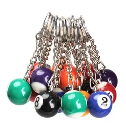 16PCLOlot Billiard Ball Ball Bland Key Pierścień okrągły wisiorek kluczyka klęska kluczyka Biżuteria Modna Moda Akcesoria Mixed Color1542467