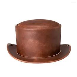 Boinas vintage europeias de couro pu fedora magic tap unisex steampunk cosplay fedoras capeau femme luxle balde chapéu