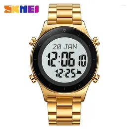 Wristwatches SKMEI 2142 Digital Men Watch Hijri Islamic Muslim Azan Prayer Qibla Compass Adhan Alarm Date Waterproof Mens Clcok