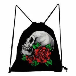 Portable Nuovo cool Fi Fi Cato Skull Floral Stampa tasca da tasca da tasca da ginnastica Halen Candy Borse Borse Women Backpack C4HZ#