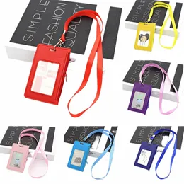 للجنسين PU Leather ID ID Credit Card Card Kids طلاب بطاقة الحافلة CASE LANYARD MALE VISE DOOR DOOR BAST