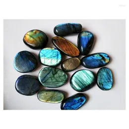 Decorative Objects Figurines Polished Natural Labradorite Crystal Gemstone Palmstone Moonstone Peacock Colour Drop Delivery Home G Dhg8G