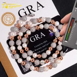 NUOVO ARIVO DESIGN Custom Design Gioielli alla moda all'ingrosso Moissanite Diamond 8mm Iilad Out Imitation perle perle Coloranetta a catena