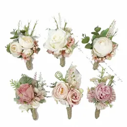 Розовая искусственная роза FRS для жениха Boutnieres запястье Corsage Свадебная подружка невесты акции B0IA#