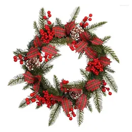 Dekorative Blumen Weihnachten künstliche Kiefernkegelzweige Schneeflockennadel rote Beerenzweige für Weihnachten Dekoration DIY NOEL WAW