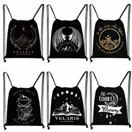 ACOTAR VELARIS DRAWSTRING BAG 야간 코트 코트 저장 어깨 가방 SJM 도시 스타 라이트 Bookish Bookish Backpack Shoes Holder 83ty#