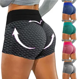 Large Women's Sports Jacquard Tripartite Trousers Honeycomb Pocket Fiess Yoga Shorts F41517