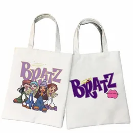 bratz brev kvinnlig butik canvas estetik tygväska avslappnad stor kapacitet ulzzang kvinnor väska harajuku roliga y2k axelväskor n2gm#