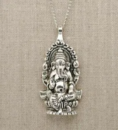 Vintage Silverslord Ganesh God of Fortune Pendant Hindu Elephant Charms Chain Choker Statement Necklace Pendant Woman Fashion Jewe9505007
